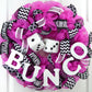 Bunco Dice Party Door Wreath; Pink, Black, White