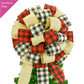 Burlap Buffalo Plaid Check White Black Red Bow | Christmas Tree Topper Bow - Pink Door Wreaths