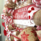 Burlap Farmhouse Merry Christmas Wreath - Rustic Outdoor Front Door Wreath - Red White - Pink Door Wreaths