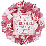 Burlap Valentine Wreath - Valentine's Day I Love You A Bushel and a Peck - Pink Door Wreaths