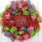 Candy Cane Whimsical Christmas Wreath | Red White Black Lime Green