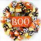 Candy Corn Halloween Door Wreaths | Boo Orange Black Yellow White Mesh Wreath - Pink Door Wreaths