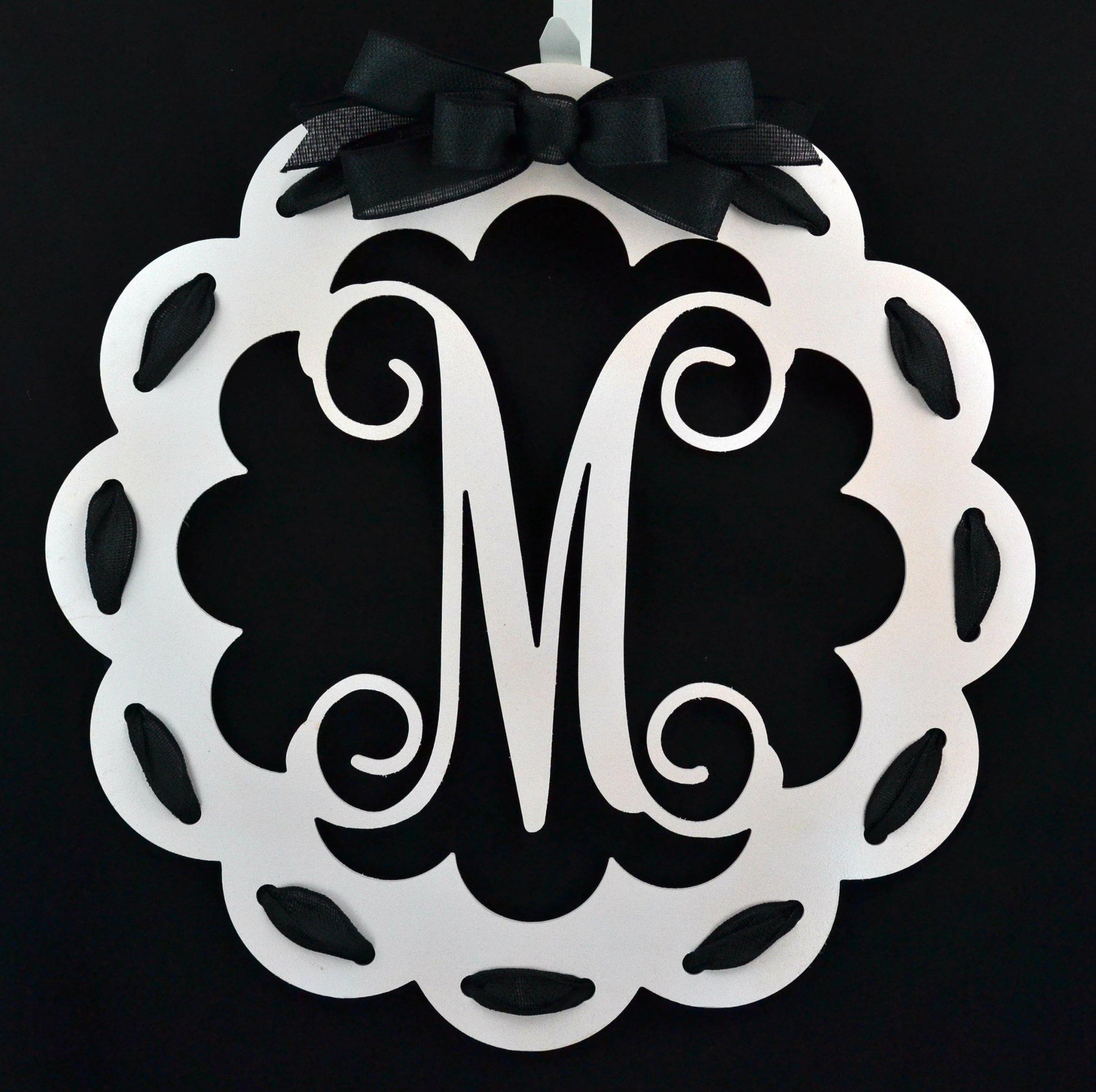 Maroon and Black Monogrammed Wreath | Wooden Door Hanger | Customize Me! - Pink Door Wreaths