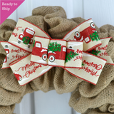 Christmas Add On Wreath Bow - Wreath Embellishment for Already Made Wreath - Farmhouse Extra - Pink Door Wreaths