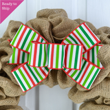 Christmas Add On Wreath Bow - Wreath Embellishment for Already Made Wreath - Farmhouse Extra - Pink Door Wreaths