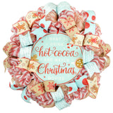 Christmas Cookies Gingerbread Wreath - Outdoor Holiday Wreath - Mesh Front Door Wreath - Turquoise Red Brown White Green - Pink Door Wreaths