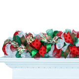Christmas Garland for Staircase or Mantle - Mantel Decor - Red Emerald White - Pink Door Wreaths