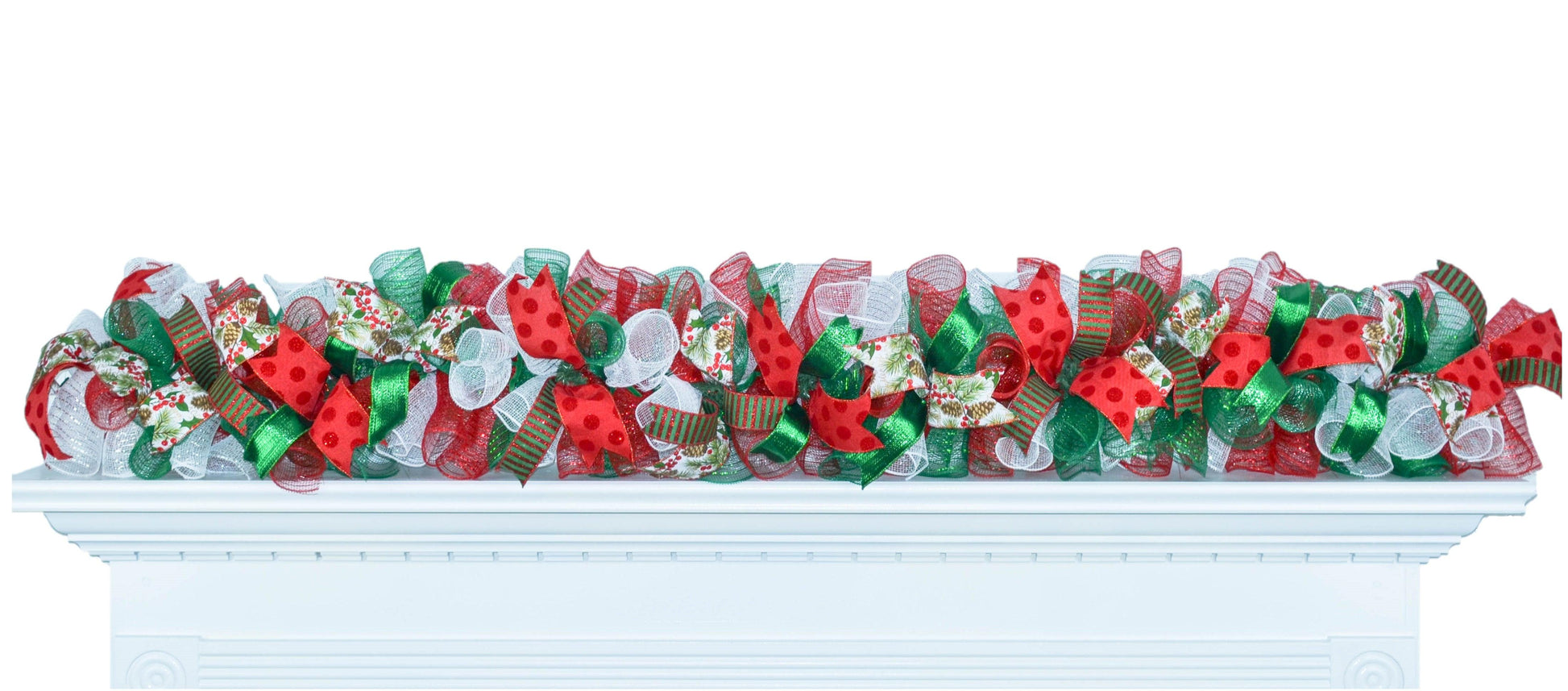 Christmas Garland for Staircase or Mantle - Mantel Decor - Red Emerald White - Pink Door Wreaths