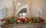 Christmas Garland for Staircase or Mantle - Mantel Decor - Red Lime White - Pink Door Wreaths