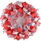 Christmas Mesh Door Wreath; Red Silver - Pink Door Wreaths