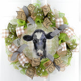 Cow Farmhouse Wreath - Everyday Wreath - Birthday Gift for Her - Pink Door Wreaths