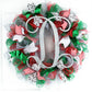 Monogram Christmas Wreath | Mesh Wreath Red Emerald Green Silver : C4 - Pink Door Wreaths