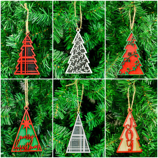 Custom Ornament Set of 6 - Pick Your Colors - Pack of Christmas Tree Baubles with Jute String Included - Wooden Personalized Ornament Set - Pink Door Wreaths