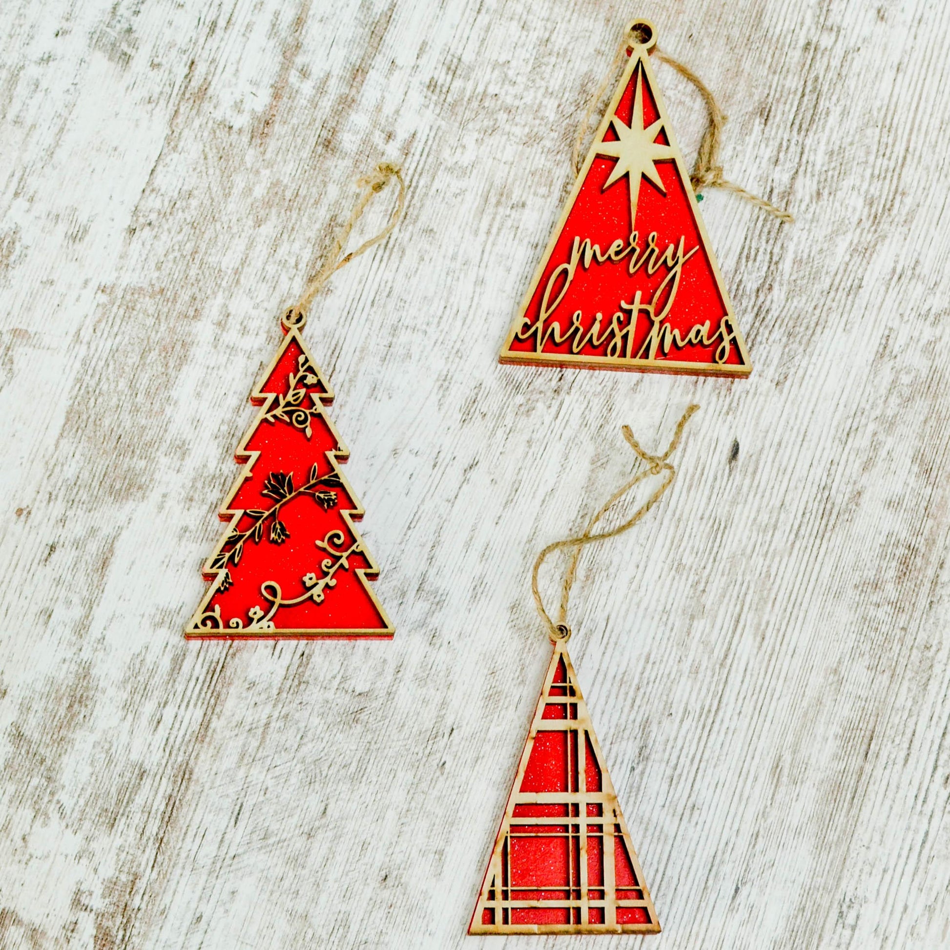 Custom Ornament Set of 6 - Pick Your Colors - Pack of Christmas Tree Baubles with Jute String Included - Wooden Personalized Ornament Set - Pink Door Wreaths