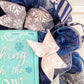 Dashing through the Snow Wreath - Winter Christmas Mesh Front Door Wreath - White Blue Grey - Pink Door Wreaths