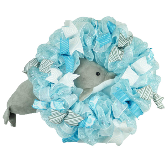 Dolphin Wreath - Girls Room Decor Gift - Ocean Lover Outdoors Decor - Pink Door Wreaths