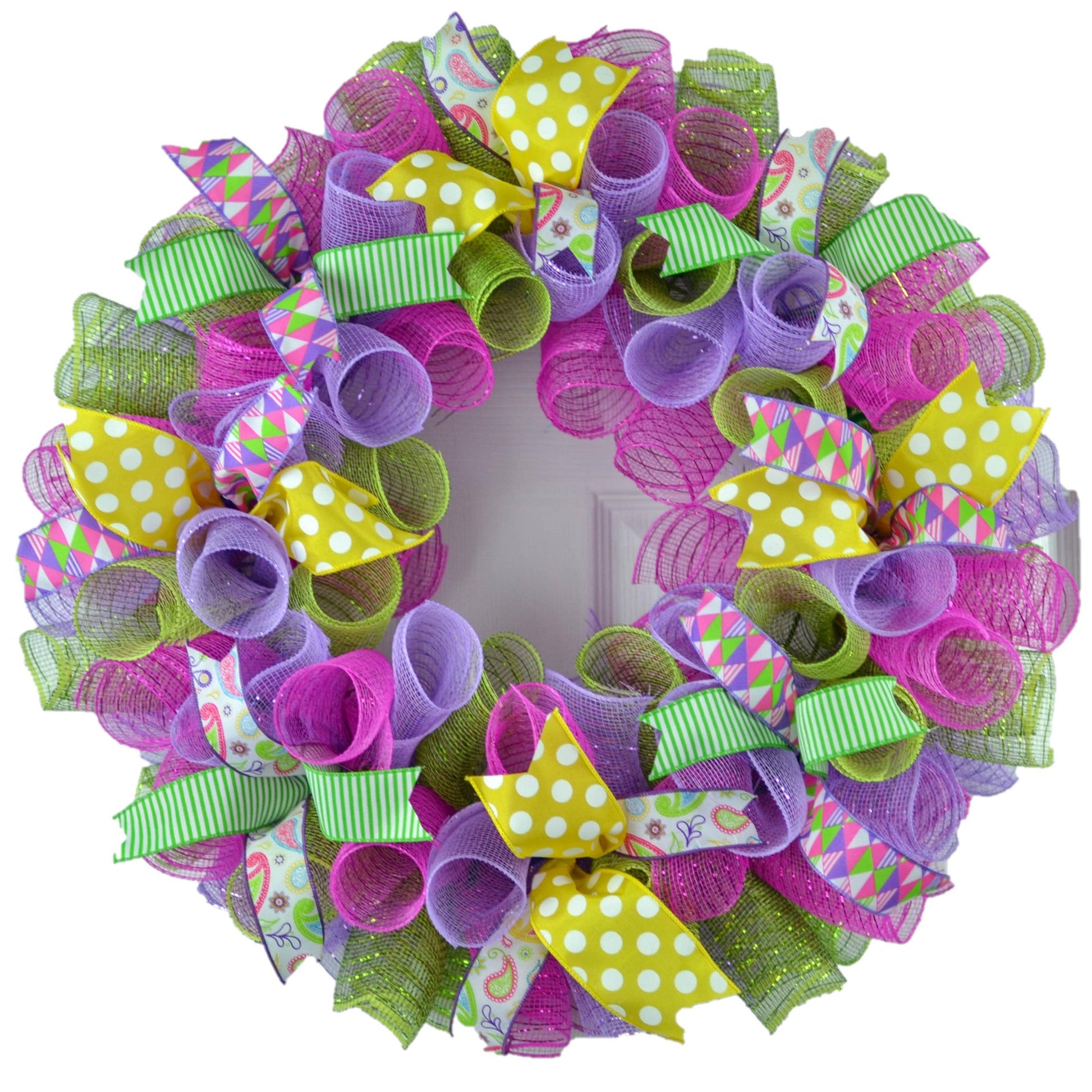 Door Wreaths for Spring Summer Purple - Year Round Wreath - Summer Welcome Door Decorations | Pink Lavender Yellow Green - Pink Door Wreaths