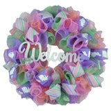 Easter Front Door Wreaths for Decoration - Welcome Porch Decor - Purple Lavender Pink Mint Green - Pink Door Wreaths
