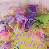 Easter Wreaths for Decoration - Welcome Pastel Front Door Decor - Purple Lavender Pink Yellow - Pink Door Wreaths