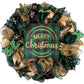 Emerald Buffalo Check Wreath - Merry Christmas Plaid Decor - Green Black Gold - Pink Door Wreaths