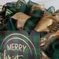 Emerald Buffalo Check Wreath - Merry Christmas Plaid Decor - Green Black Gold - Pink Door Wreaths