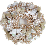 Everyday Burlap Front Door Wreath | Year Round Gift for Mom | Burlap Jute White - Pink Door Wreaths