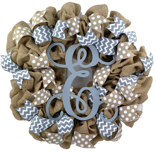 Everyday Burlap Monogram Wreath | LOTS of color options! - Pink Door Wreaths