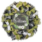 Everyday Welcome Wreath - Floral Spring Door Wreaths - Moss Green White Black - Pink Door Wreaths