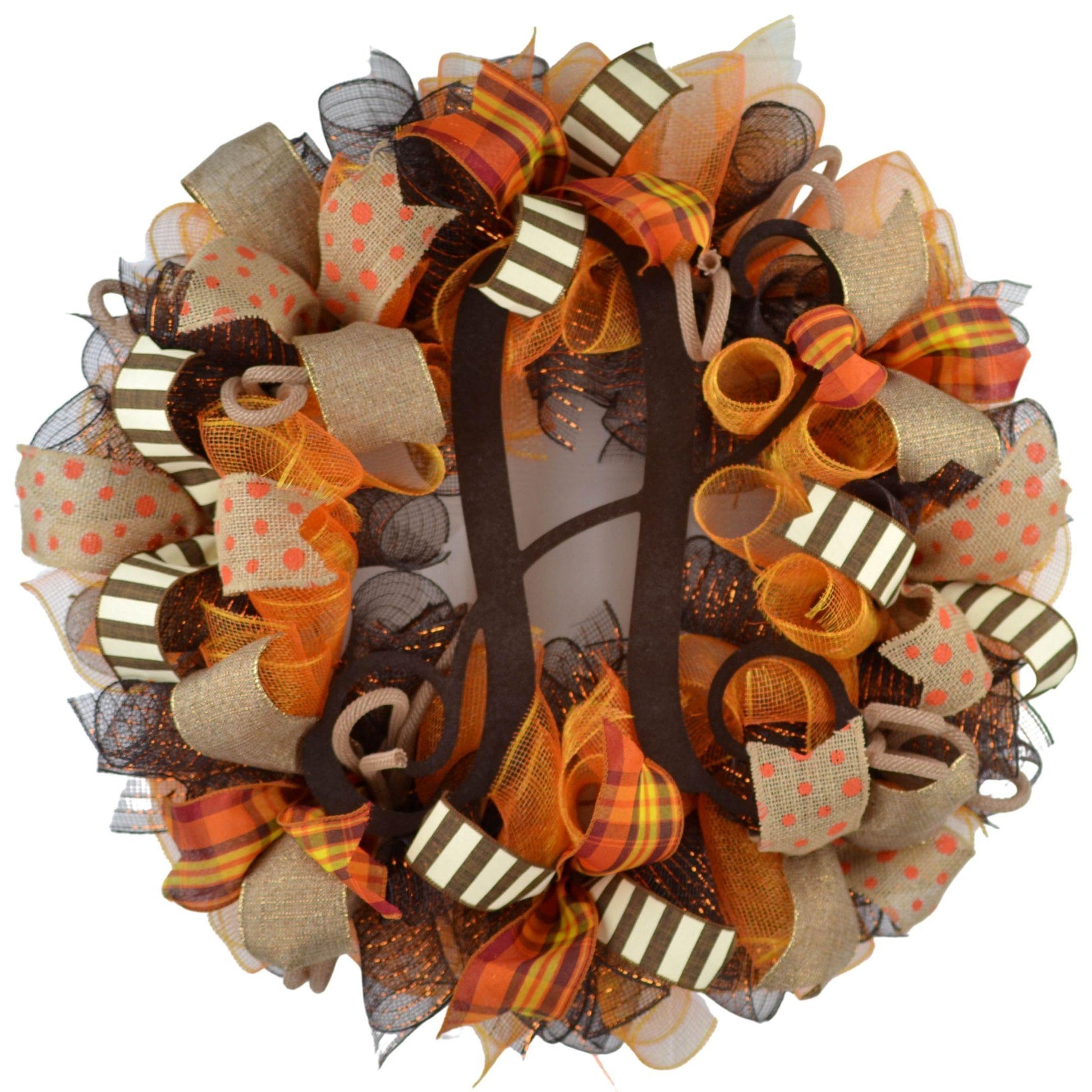 Fall Wreaths for Front Door - Autumn Thanksgiving Wreath - Brown Orange : F3 - Pink Door Wreaths