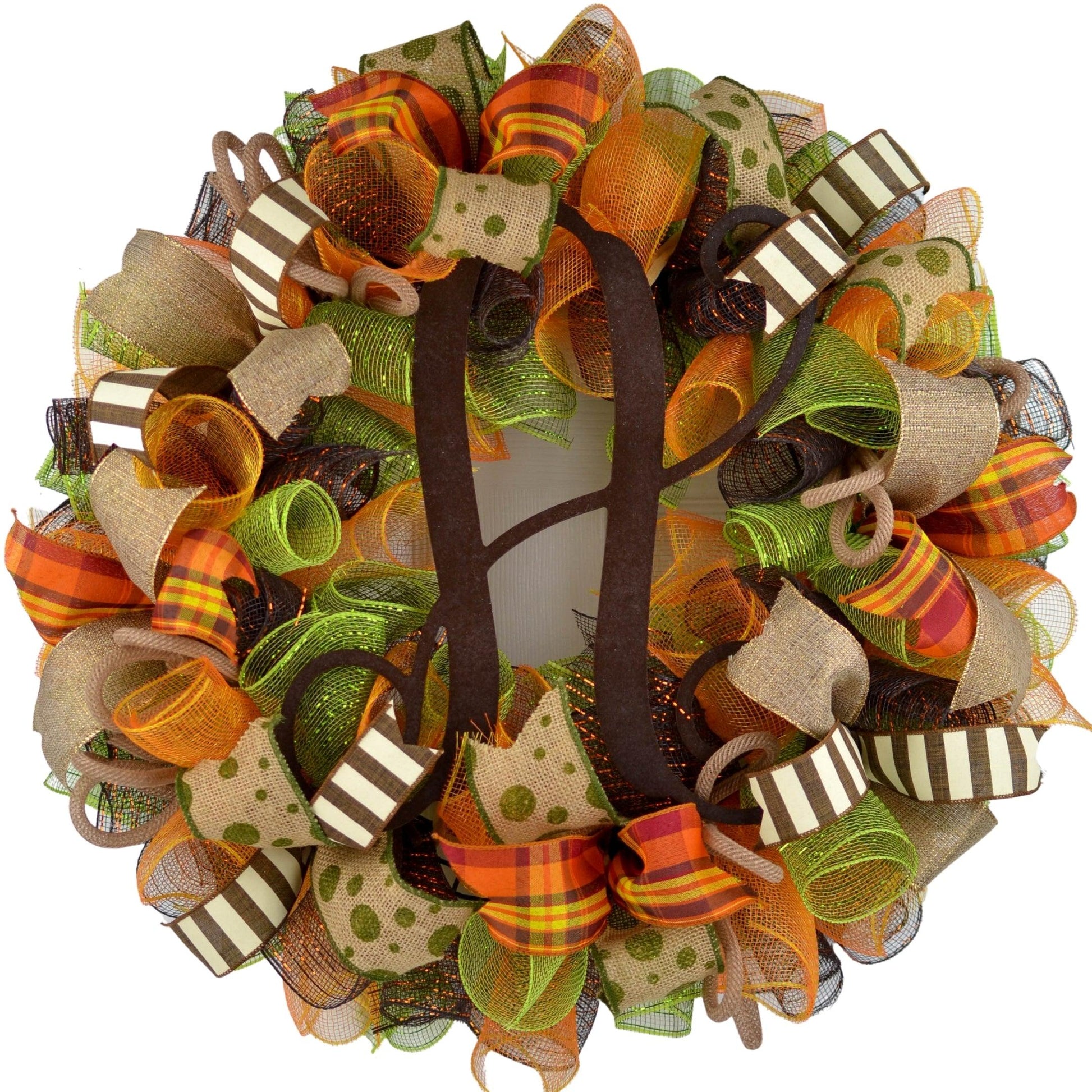 Fall Wreaths | Thanksgiving Monogram Welcome Door Wreath - Pink Door Wreaths