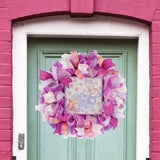 Farmhouse Easter Bunny Wreaths for Front Door - Pink Burlap Wreath - Pink Door Wreaths