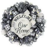 Farmhouse Wreath - Mother's Day Everyday Wreath - Birthday Gift for Her - Black White Grey Year Round Decor - Pink Door Wreaths
