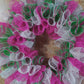 Jockey Silk Kentucky Derby Mesh Wreath; Pink White Green