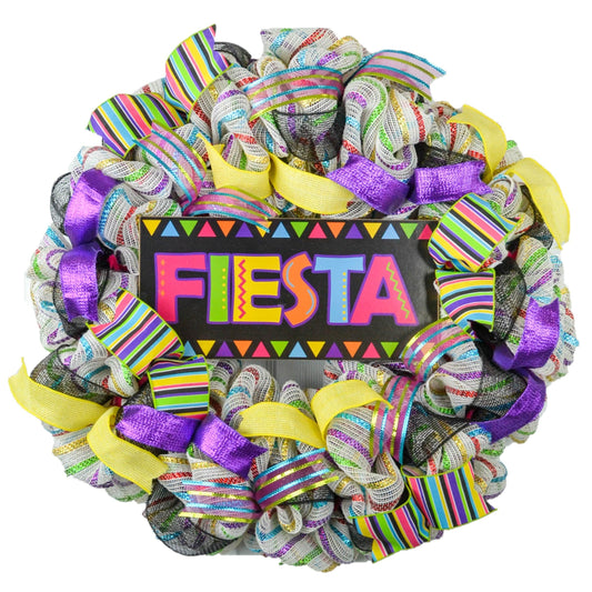 Fiesta Wreath for Front Door - Mexican Holiday Decor - Pink Door Wreaths