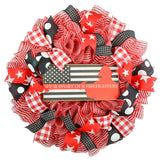 Fireman Firefighter Wreath - Hero Fire Fighter Wife Wreath - Gift for Chief Lieutenant Department - Pink Door Wreaths