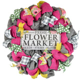 Floral Market Welcome Wreath - Jute Burlap Spring Decor - Pink Door Wreaths