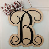 Football Door Hanger, Wooden Monogram Wreath, Letter, Initial, Monogrammed, Customized - Pink Door Wreaths