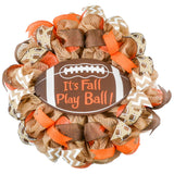 Football Its Fall Play Ball Deco Mesh Outdoor Front Door Wreath : Brown Orange Burlap Jute - Pink Door Wreaths