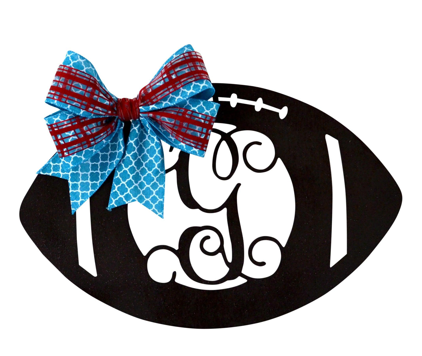 Football Wreath Decorations | Football Monogram Door Hanger - Pink Door Wreaths