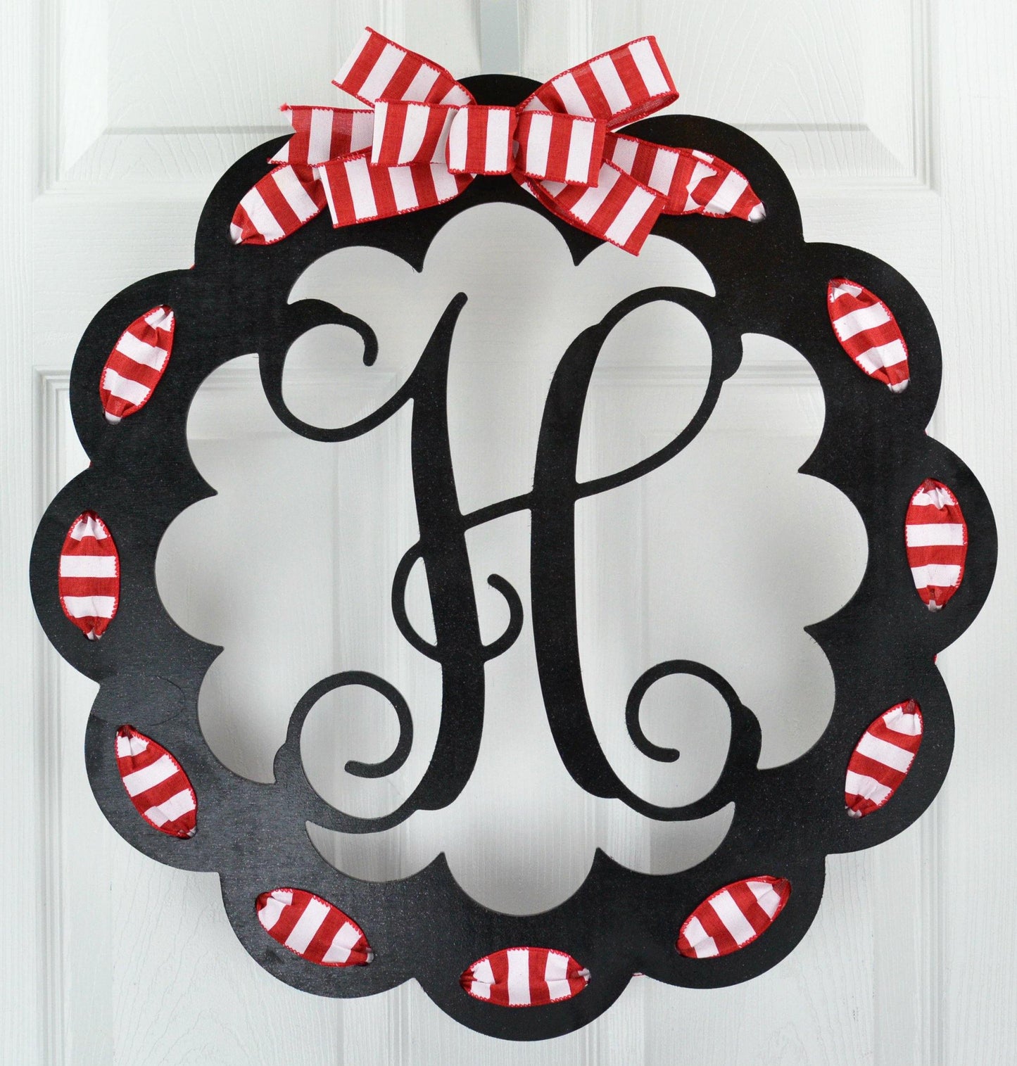 Fourth of July Door Hanger | Patriotic Monogram Wreath | MANY COLORS! - Pink Door Wreaths