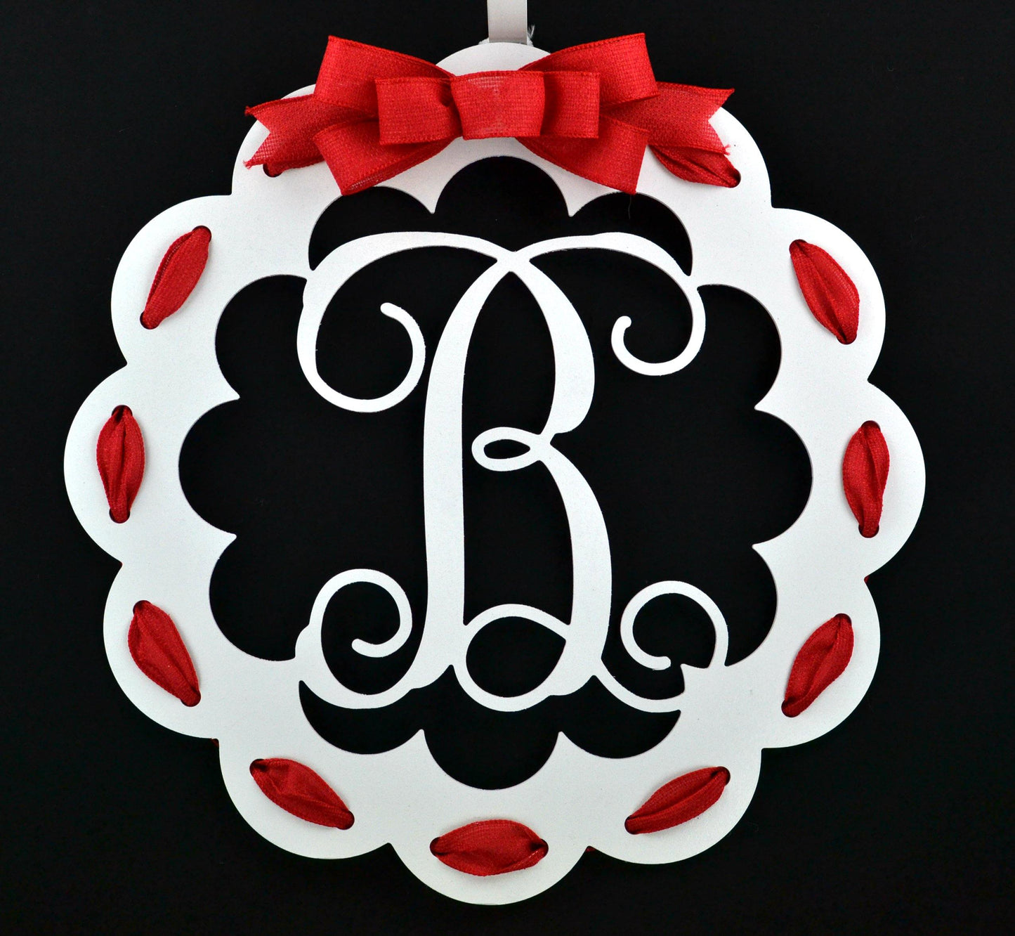 Fourth of July Door Hanger | Patriotic Monogram Wreath | MANY COLORS! - Pink Door Wreaths