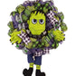 Frankenstein Front Door Wreaths | Halloween Decorations | Burlap Purple Lime Green Black White - Pink Door Wreaths