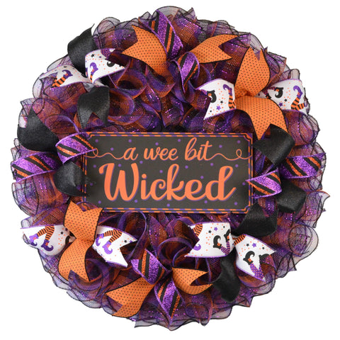 Halloween Wreaths for Front Door, A Wee Bit Wicked Wreath - Pink Door Wreaths