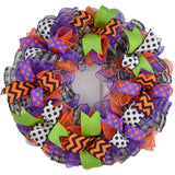 Halloween Wreaths | Deco Mesh Outdoor Front Door Wreath; Black White Purple Orange Lime Green : H2 - Pink Door Wreaths