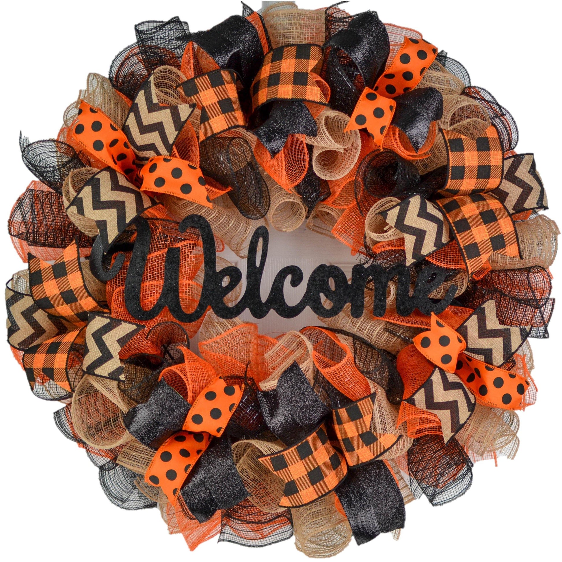 Halloween Wreaths | Welcome or Monogram Door Wreath - Pink Door Wreaths