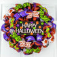 Happy Halloween Door Wreaths - Mesh Outdoor Front Door Wreath - Black Orange Purple Lime Green - Pink Door Wreaths