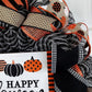 Happy Halloween Wreath - Pumpkin Door Wreaths - Halloween Jack O Lantern Thanksgiving Front Door Decor; Orange Black White Burlap Stripe - Pink Door Wreaths