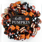 Hello Pumpkin Halloween Door Wreaths | Orange Mesh Front Door Decor | Black Orange Polka Dot - Pink Door Wreaths