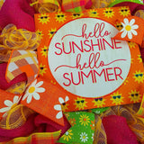 Hello Sunshine Summer Wreath - Beach Mesh Door Wreath - Pink Door Wreaths
