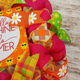 Hello Sunshine Summer Wreath - Beach Mesh Door Wreath - Pink Door Wreaths